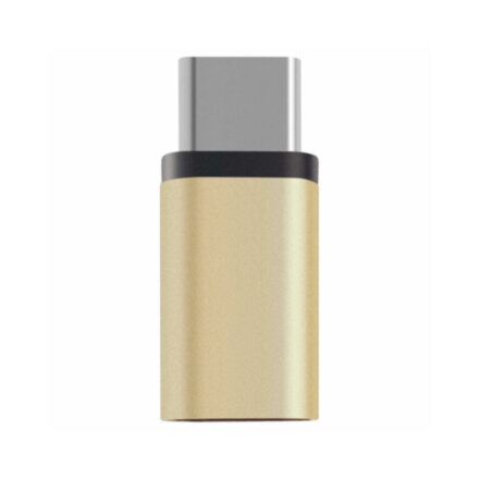 Адаптер Micro USB - Type-C (F/M) металлический корпус Gold