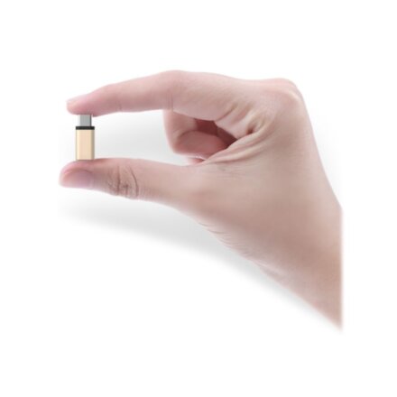 Адаптер Micro USB - Type-C (F/M) металлический корпус Gold