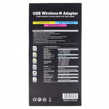 Беспроводной WI-FI USB Адаптер с антенной W05 (5 dBi, MTK7601, 802.11n, 2.4Ггц)