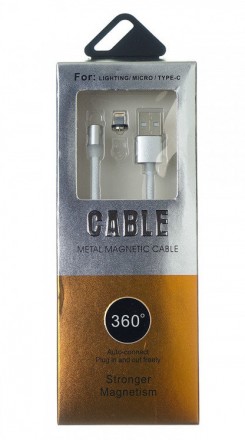 Магнитный кабель USB 2.0 для зарядки Lighting, 360°, 1m