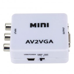 Адаптер конвертер Mini с AV в VGA 1080P AV2VGA, белый