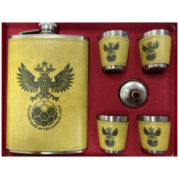 Подарочный набор Российский футбольный союз (фляга, воронка, 4 рюмки)
